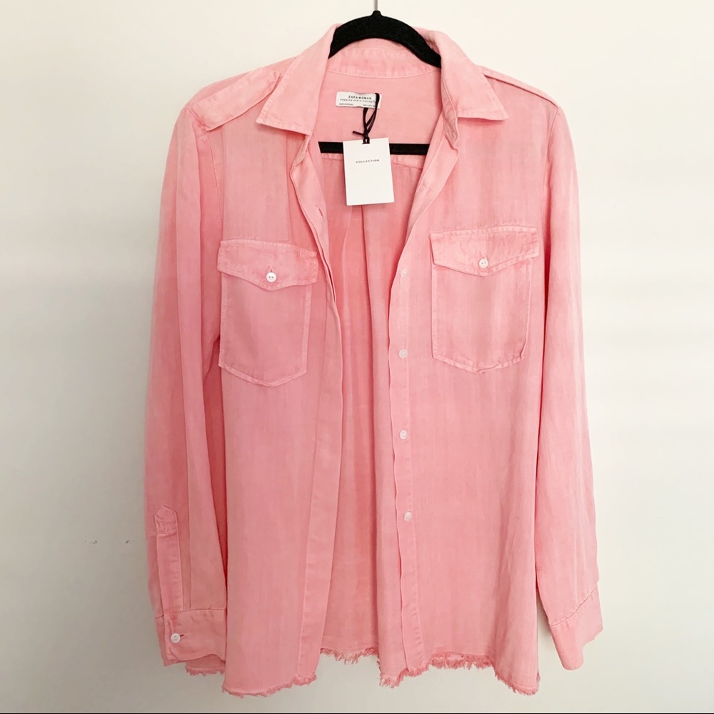 ZARA WOMAN The Army Shirt in Pink NWT - Picture 6 of 12